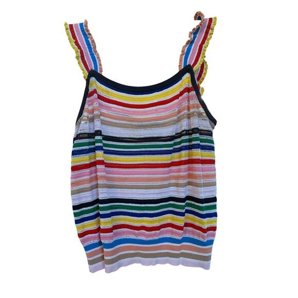 J. Crew rainbow stripe ruffle strap knit tank Size M - Picture 2 of 11